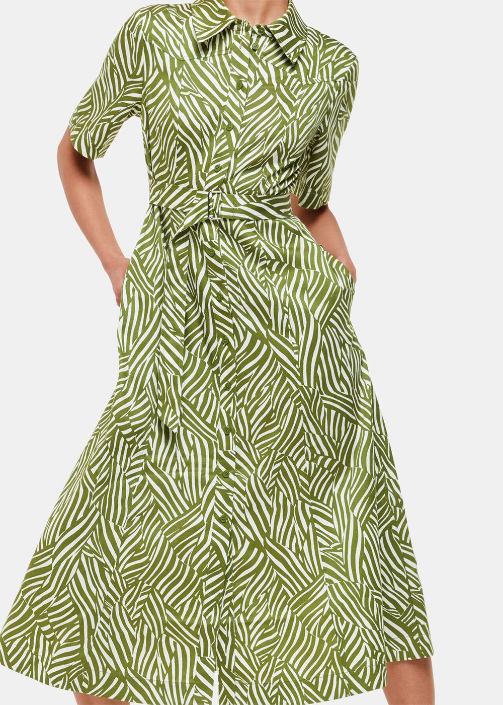 Whistles Linear Leaf Midi Dress Green / Multicolor | US-38257TVGH