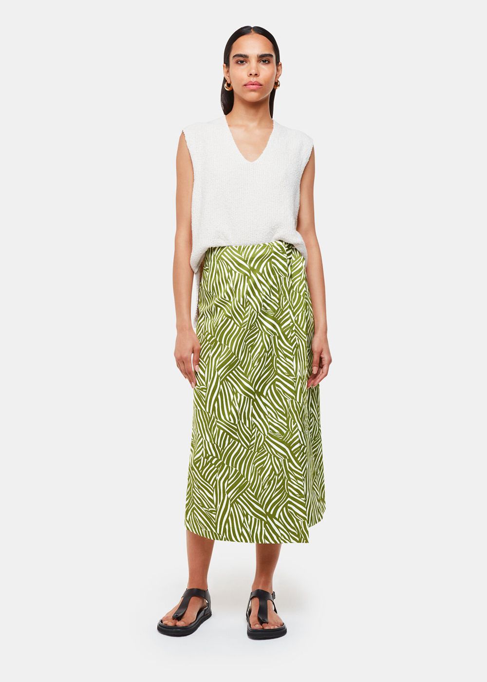 Whistles Linear Leaf Wrap Midi Skirts Green / Multicolor | US-31549DHKI