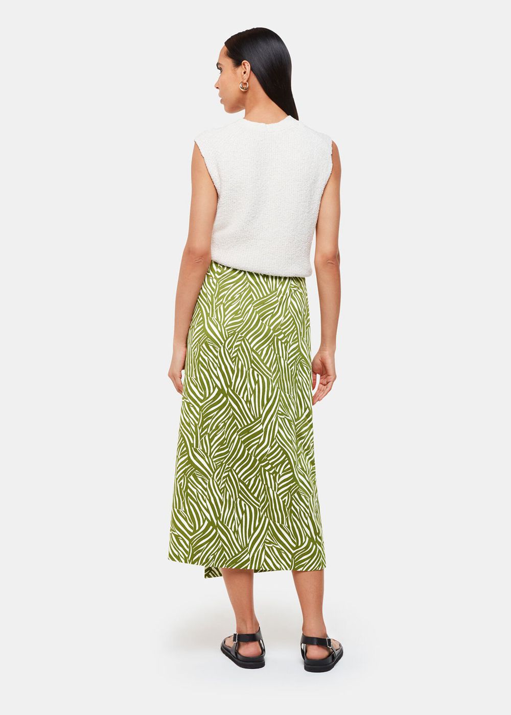 Whistles Linear Leaf Wrap Midi Skirts Green / Multicolor | US-31549DHKI