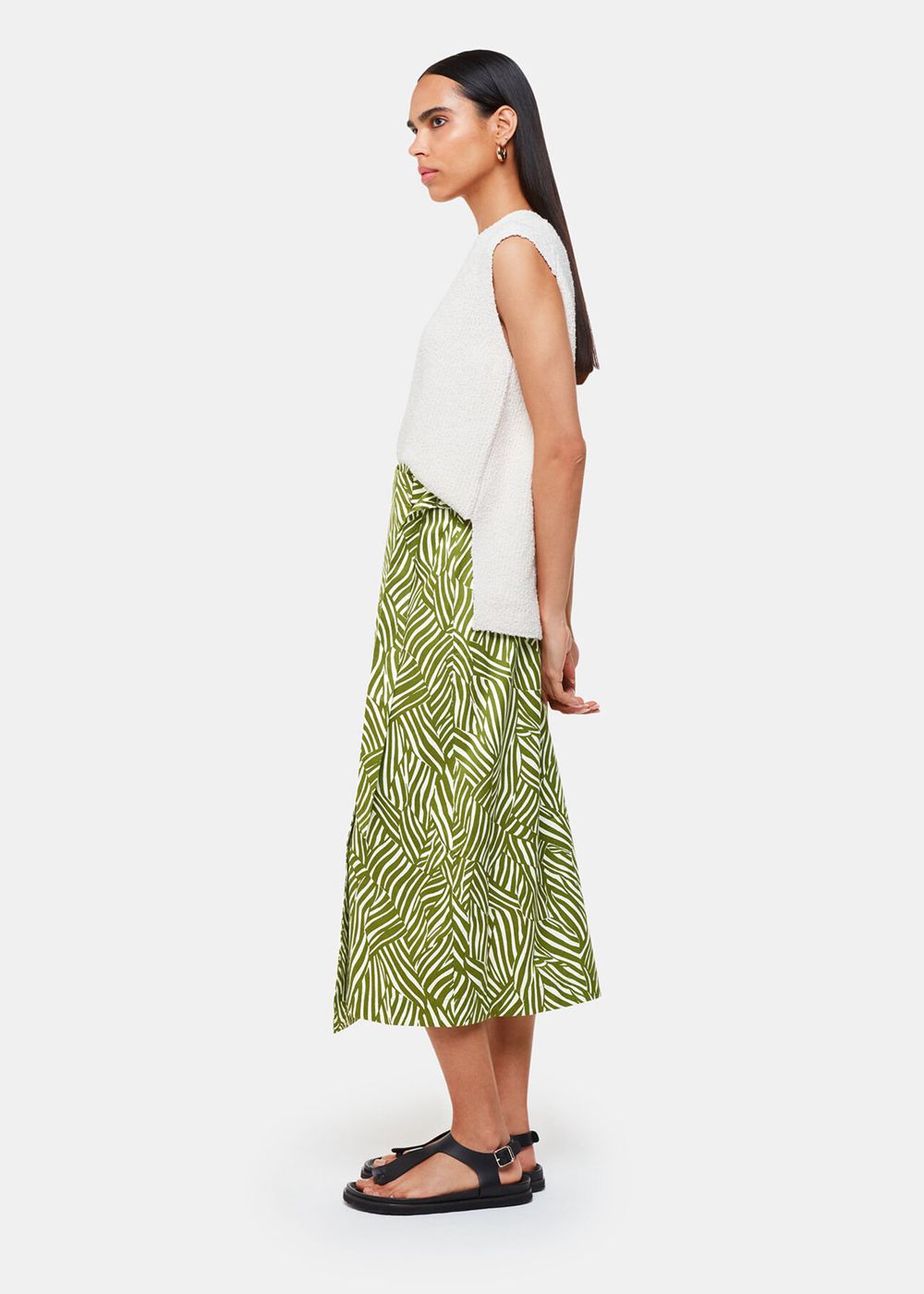 Whistles Linear Leaf Wrap Midi Skirts Green / Multicolor | US-31549DHKI