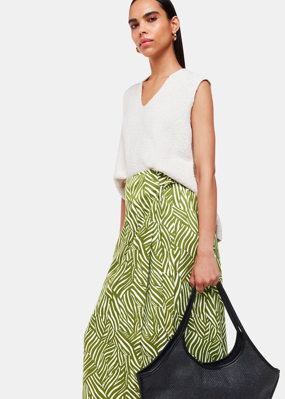 Whistles Linear Leaf Wrap Midi Skirts Green / Multicolor | US-31549DHKI