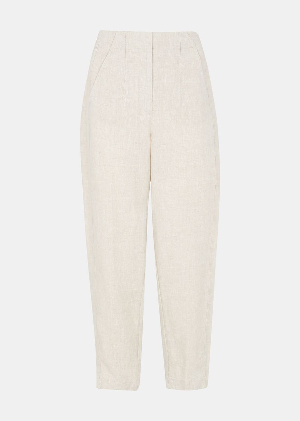 Whistles Linen Barrel Leg Pants Beige | US-57098MGLE