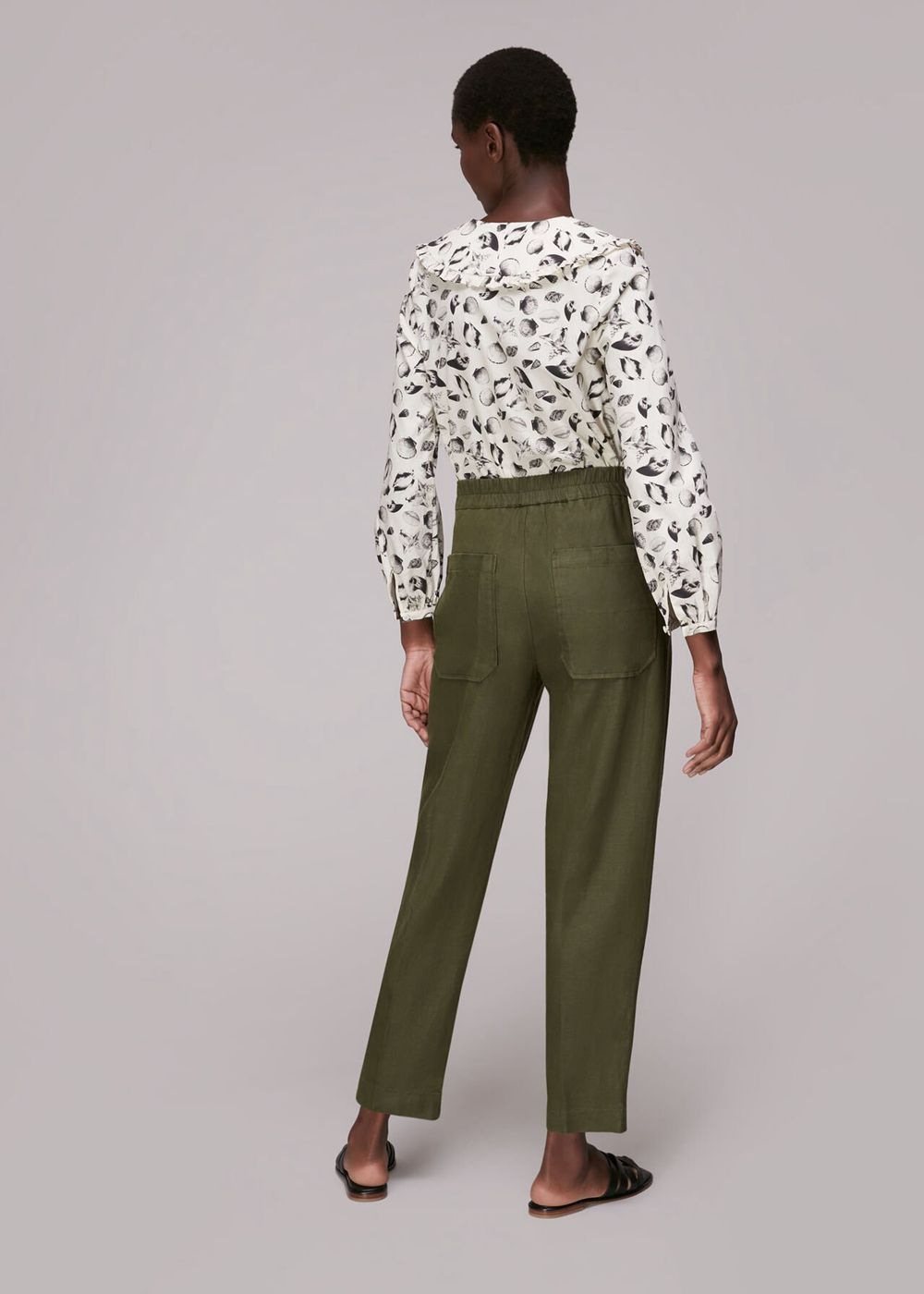 Whistles Linen Barrel Leg Pants Khaki | US-32415LCET