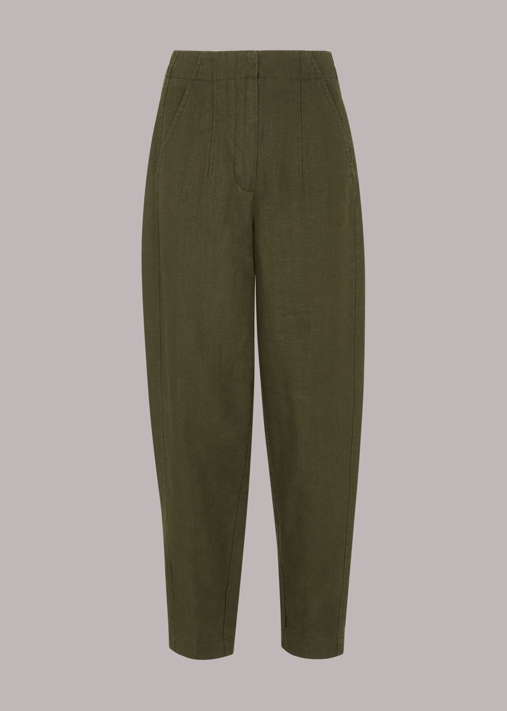 Whistles Linen Barrel Leg Pants Khaki | US-32415LCET