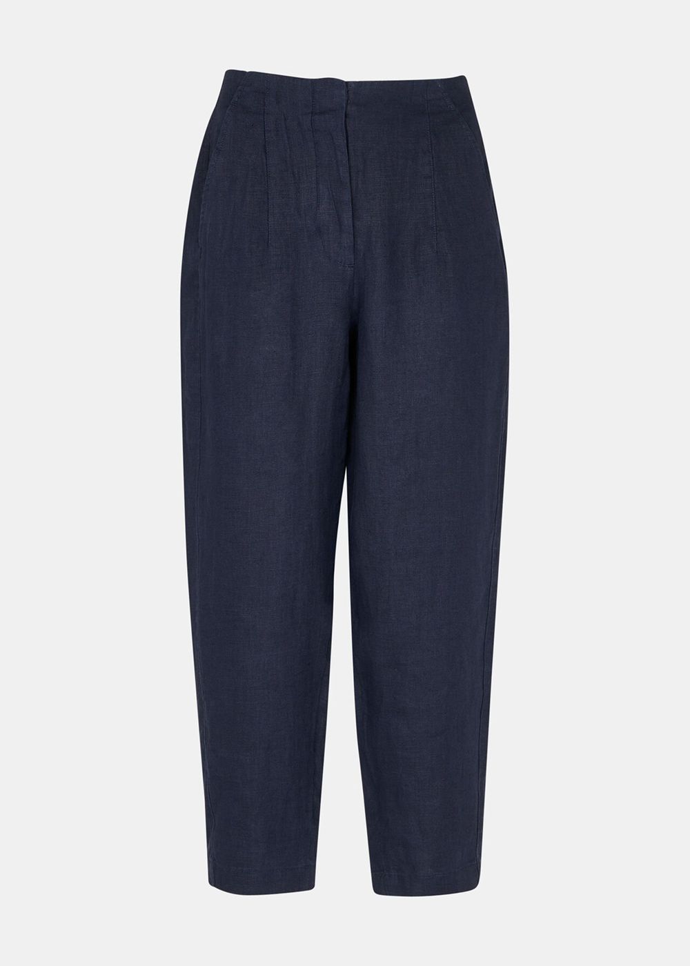 Whistles Linen Barrel Leg Pants Navy | US-09613LYDU