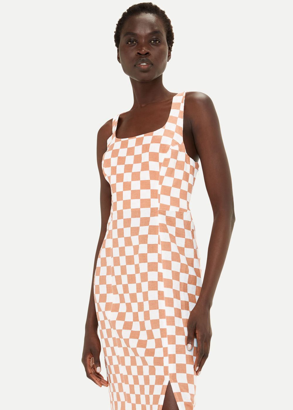 Whistles Linen Blend Checkerboard Dress Multicolor | US-63918HLEP