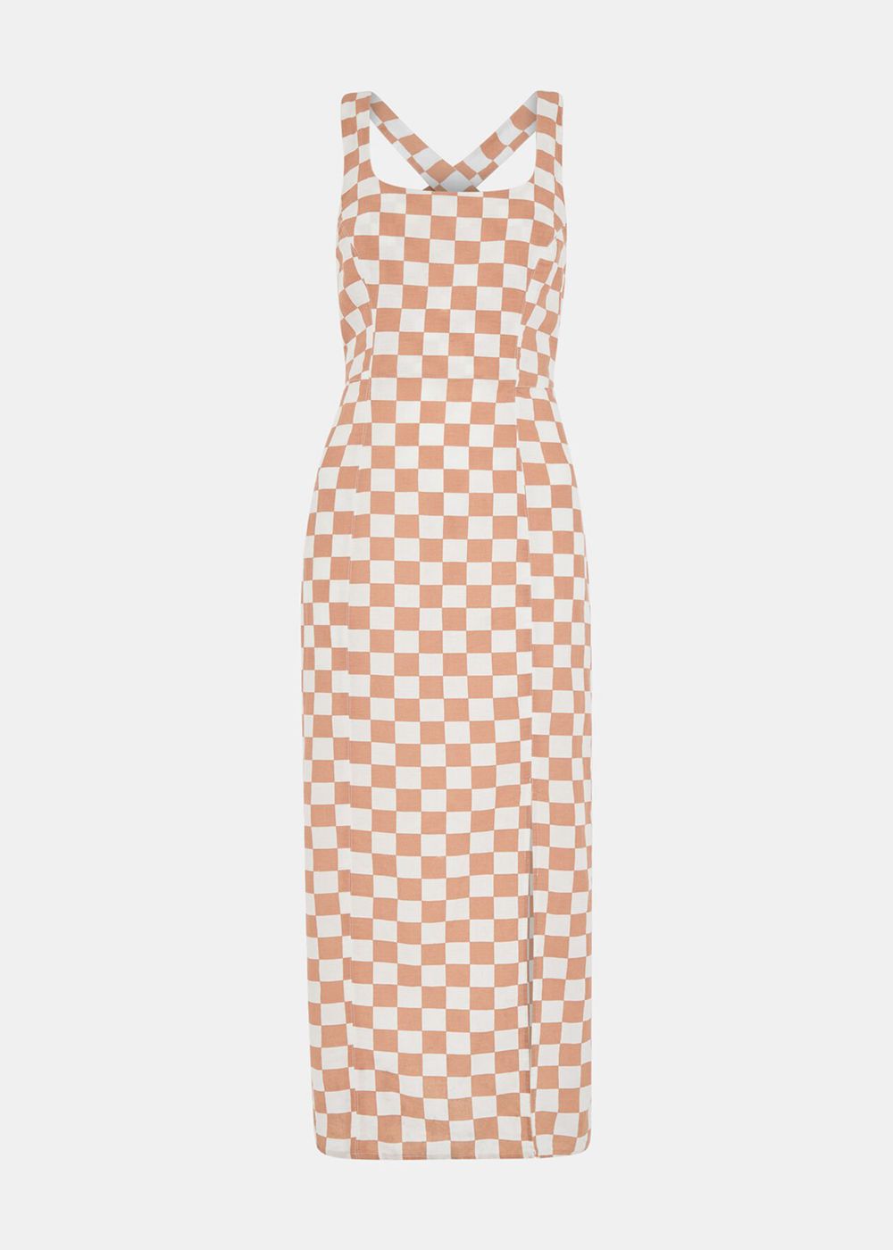 Whistles Linen Blend Checkerboard Dress Multicolor | US-63918HLEP