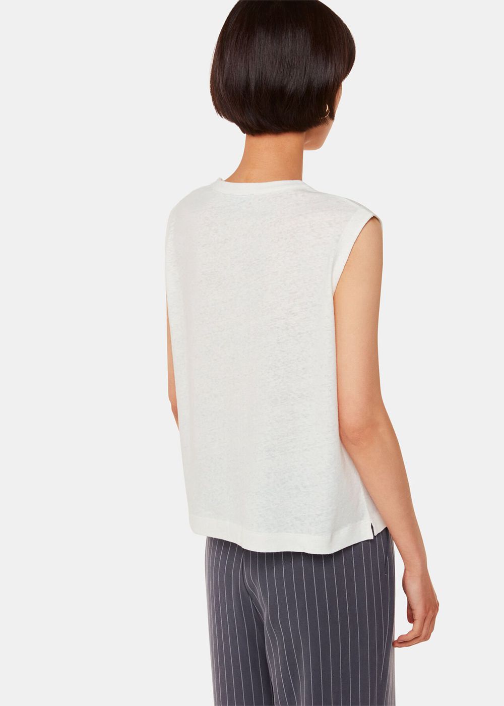 Whistles Linen Button Front Tank Top White | US-43826NFRT