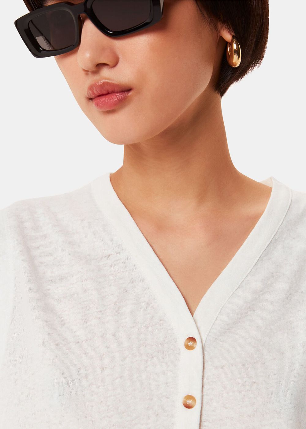 Whistles Linen Button Front Tank Top White | US-43826NFRT