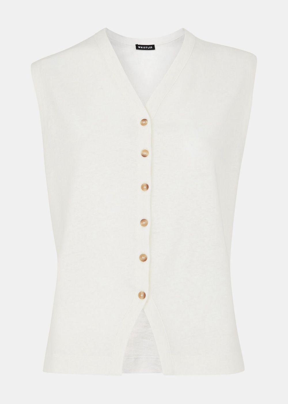 Whistles Linen Button Front Tank Top White | US-43826NFRT