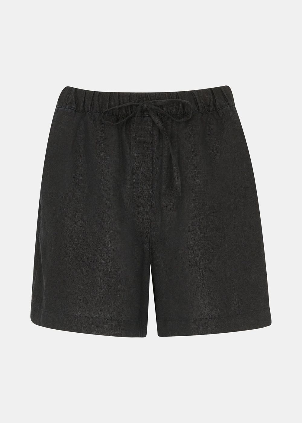 Whistles Linen Elasticated Shorts Black | US-40123EISC