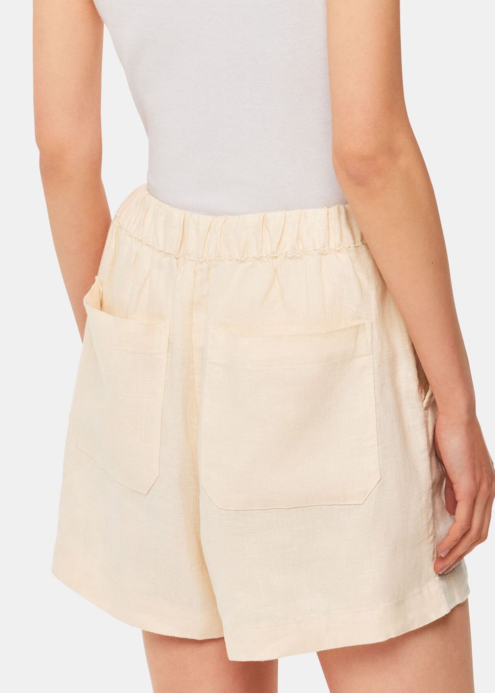 Whistles Linen Elasticated Shorts White | US-18674XQSM