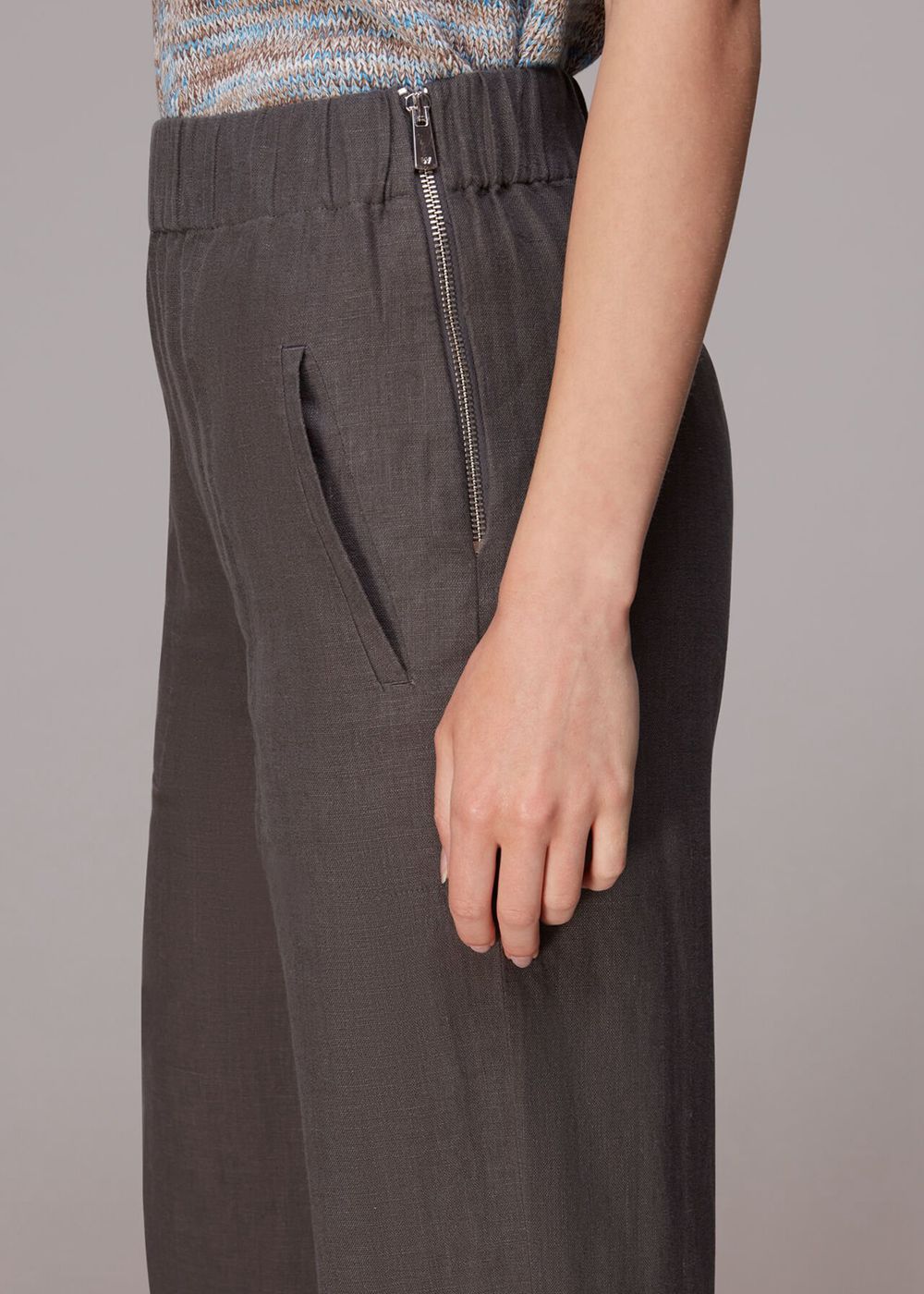 Whistles Linen Pants Black | US-93654UZFY