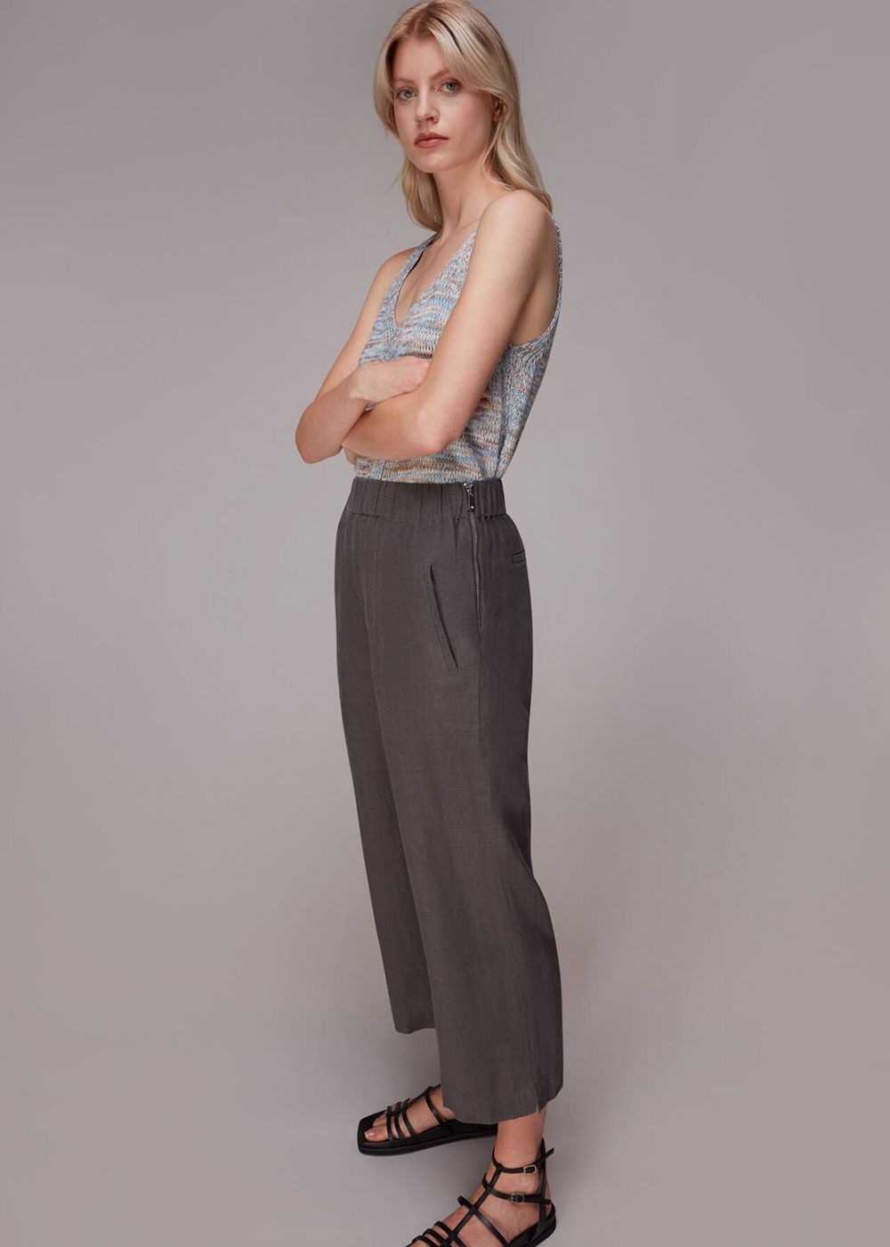 Whistles Linen Pants Black | US-93654UZFY