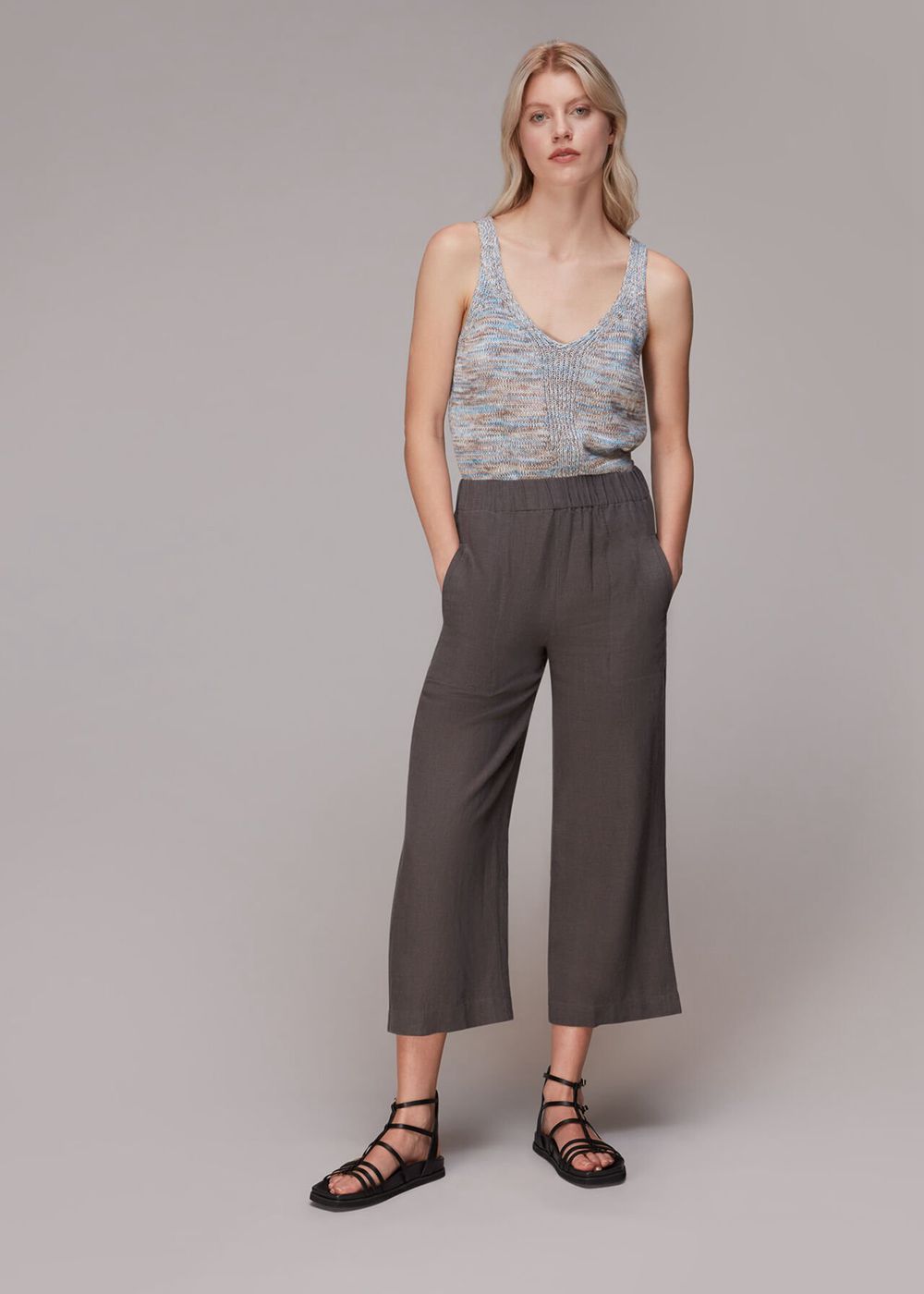 Whistles Linen Pants Black | US-93654UZFY