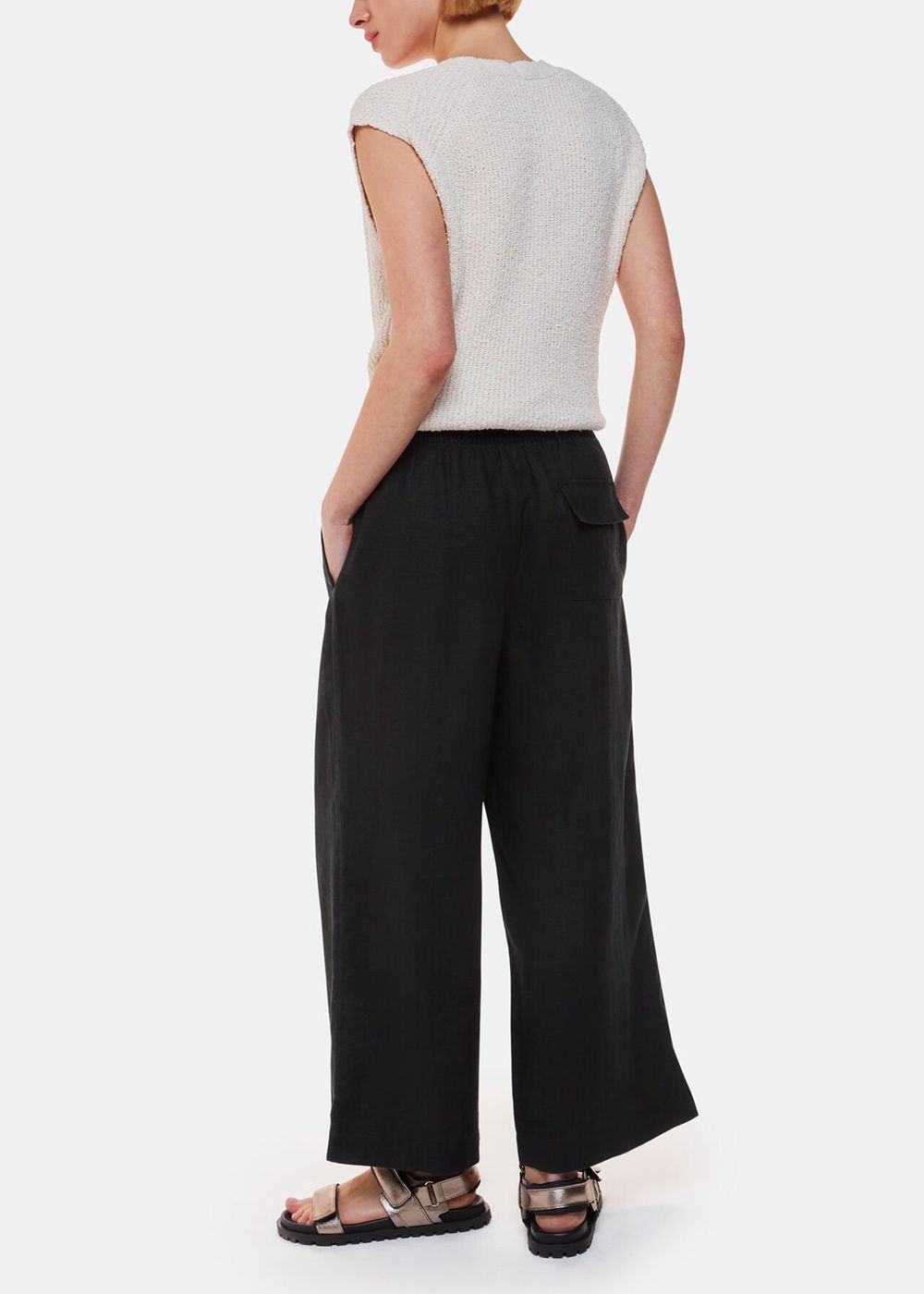 Whistles Linen Pocket Pants Black | US-24593HUDG