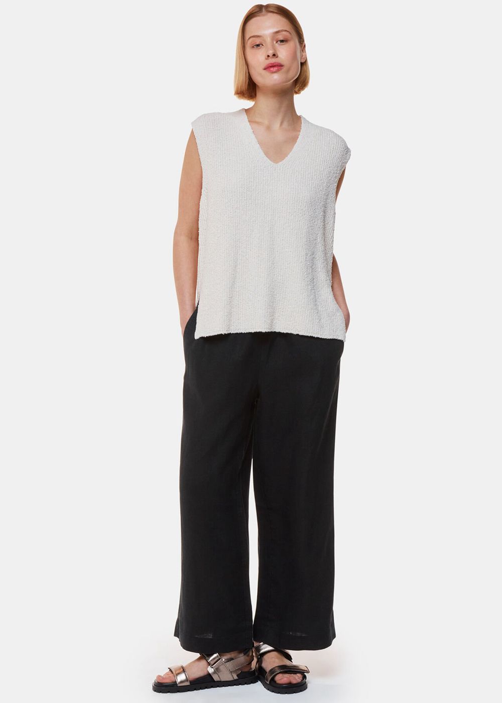 Whistles Linen Pocket Pants Black | US-24593HUDG