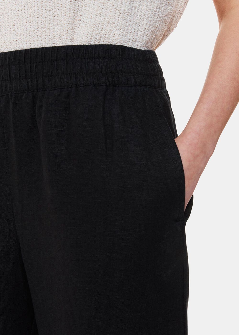 Whistles Linen Pocket Pants Black | US-24593HUDG