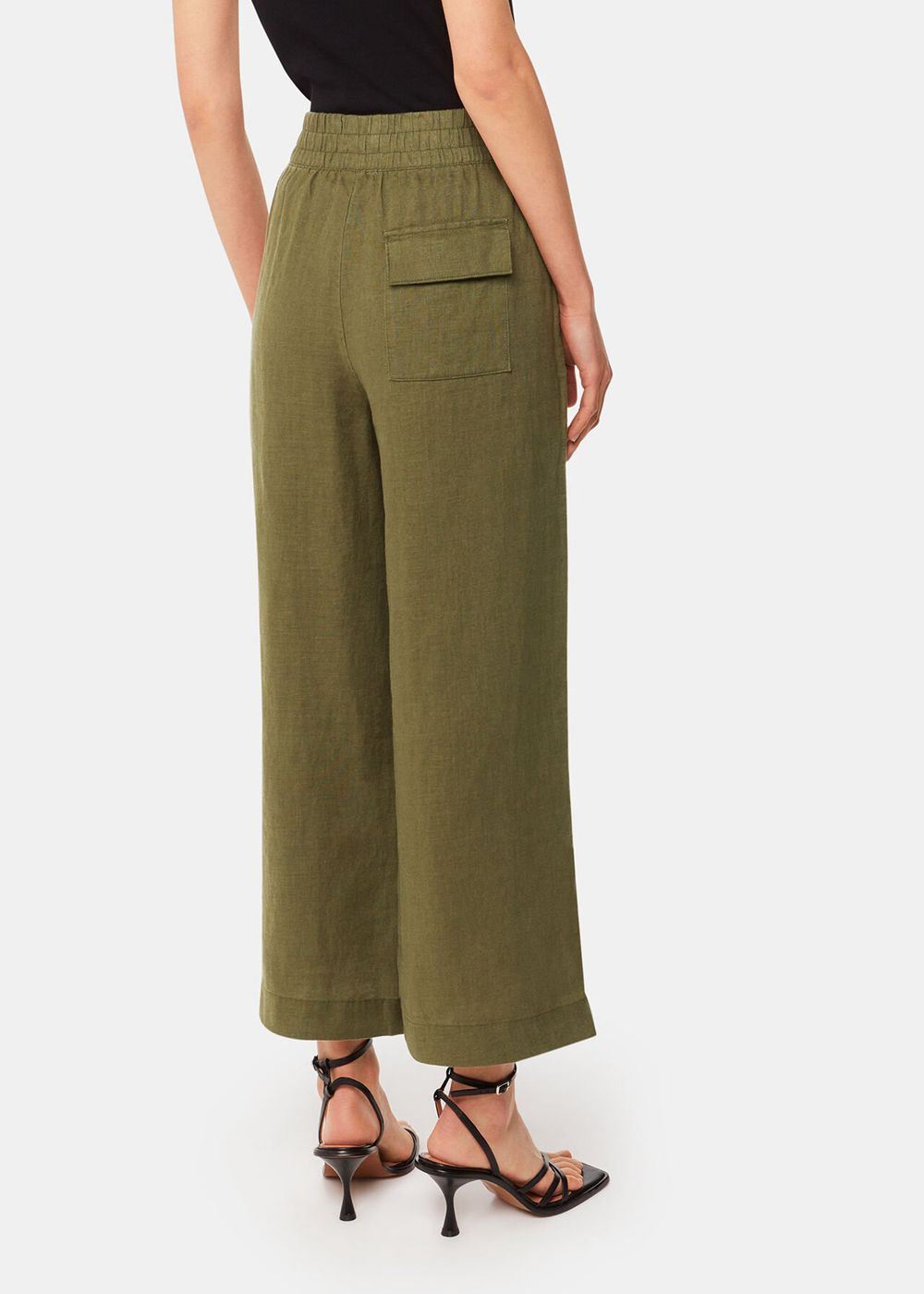 Whistles Linen Pocket Pants Khaki | US-67415GOLS