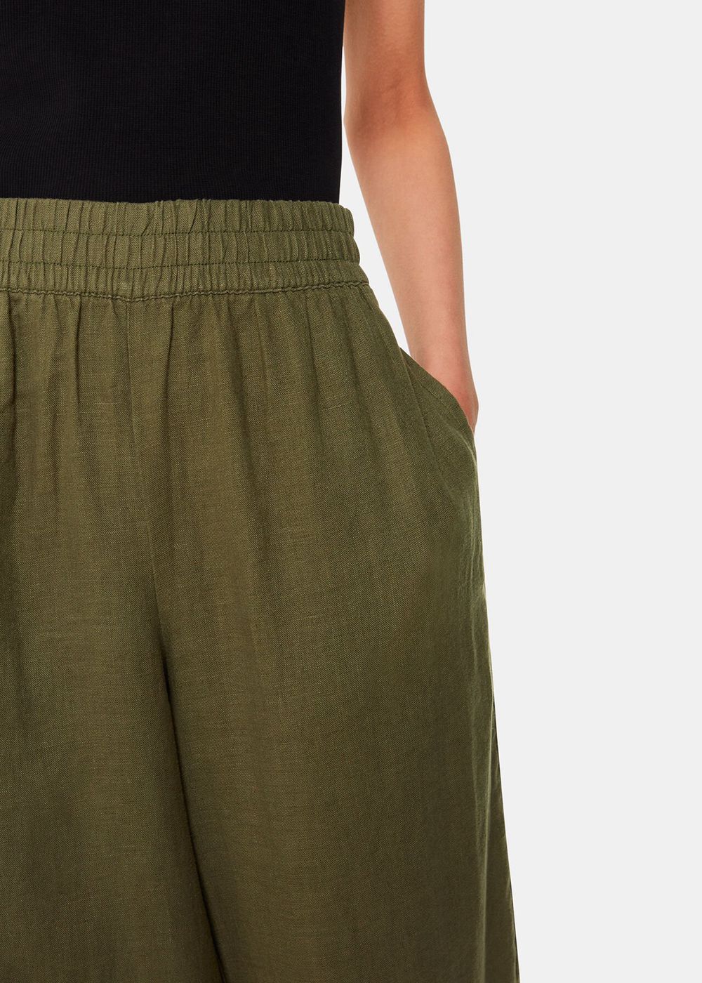 Whistles Linen Pocket Pants Khaki | US-67415GOLS