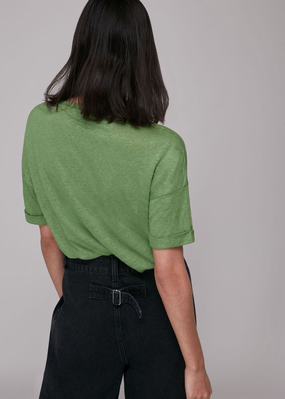 Whistles Linen Pocket Top Green | US-38501QFZY