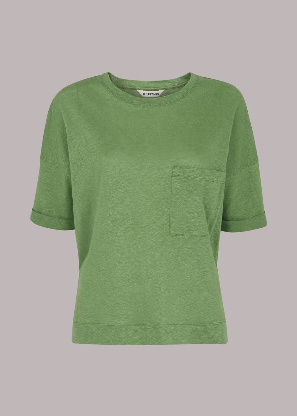 Whistles Linen Pocket Top Green | US-38501QFZY