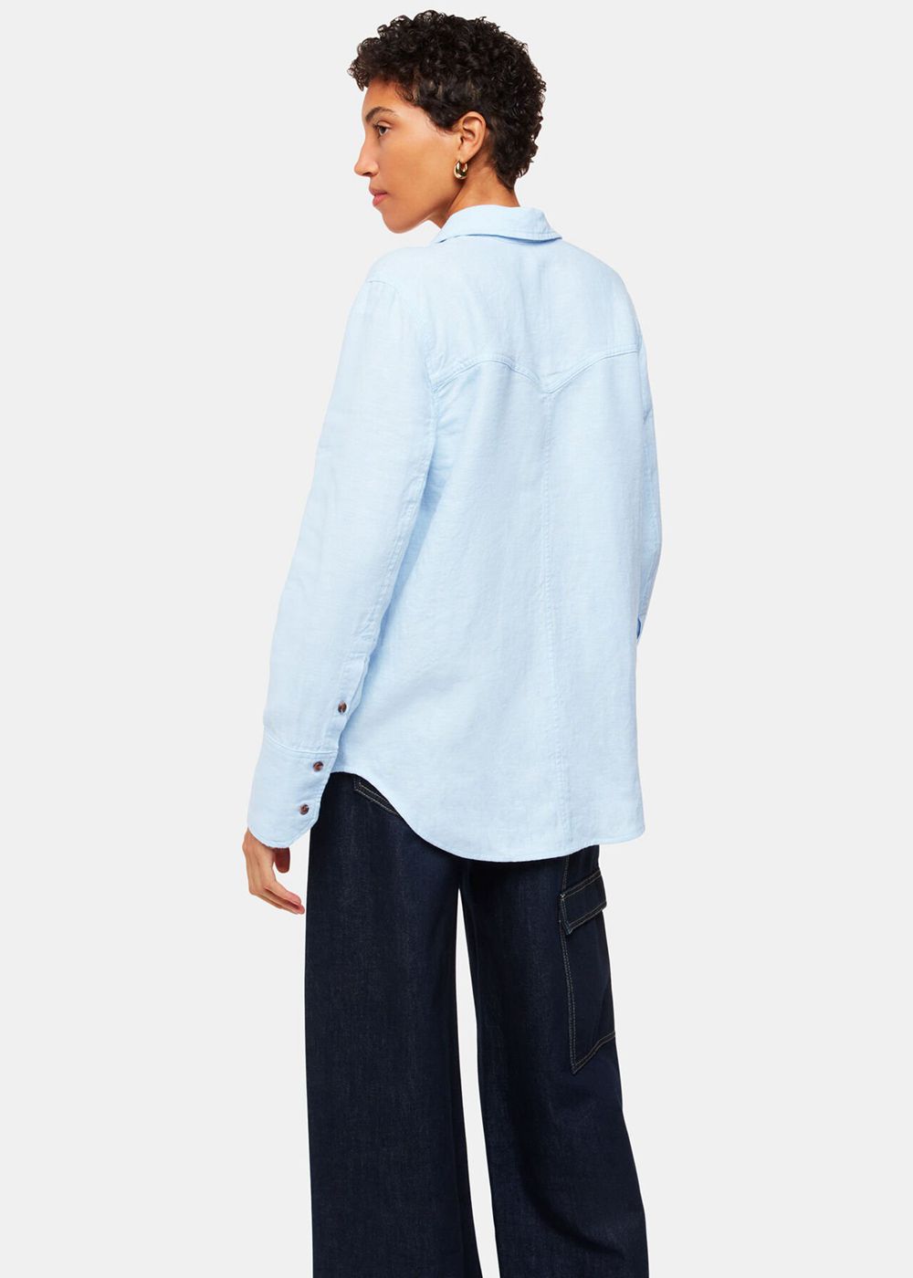 Whistles Linen Relaxed Fit Shirts Blue | US-85602XKLB