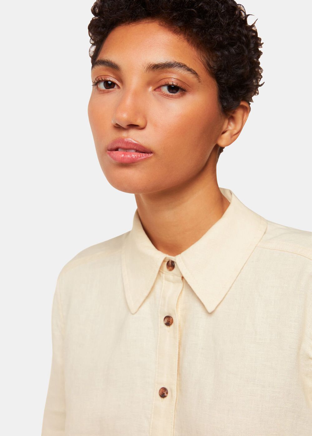 Whistles Linen Relaxed Fit Shirts White | US-95713LWFX