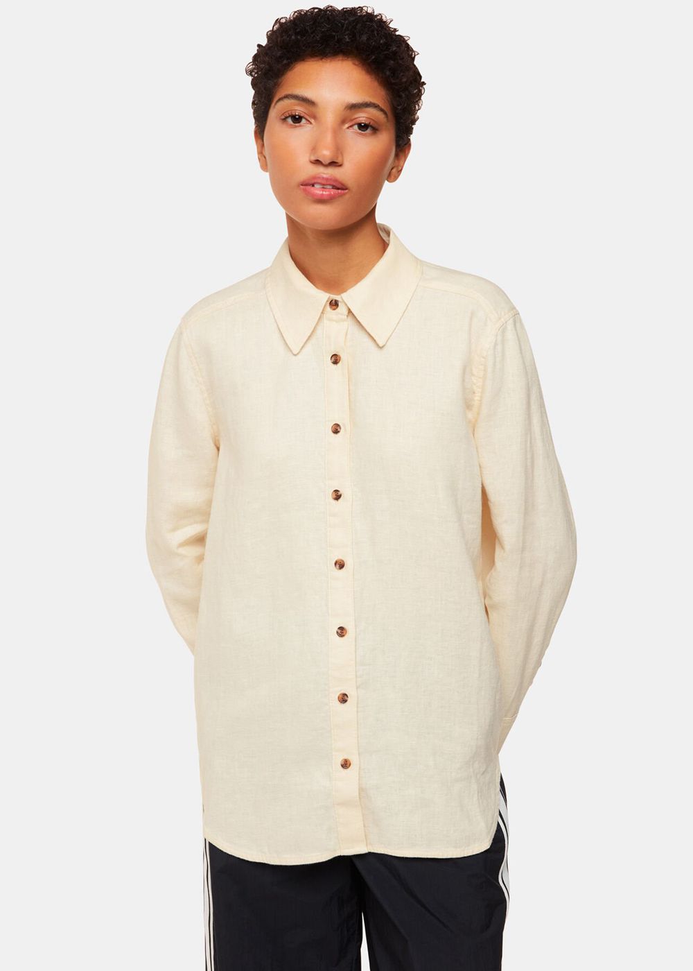 Whistles Linen Relaxed Fit Shirts White | US-95713LWFX