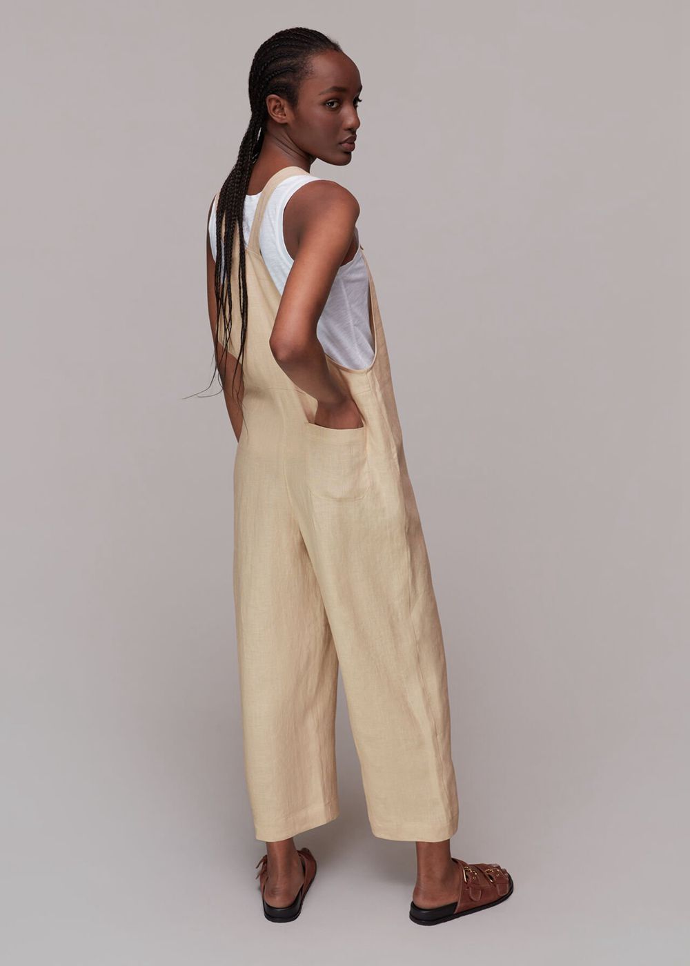 Whistles Linen Rita Jumpsuit Grey | US-52763WSEO