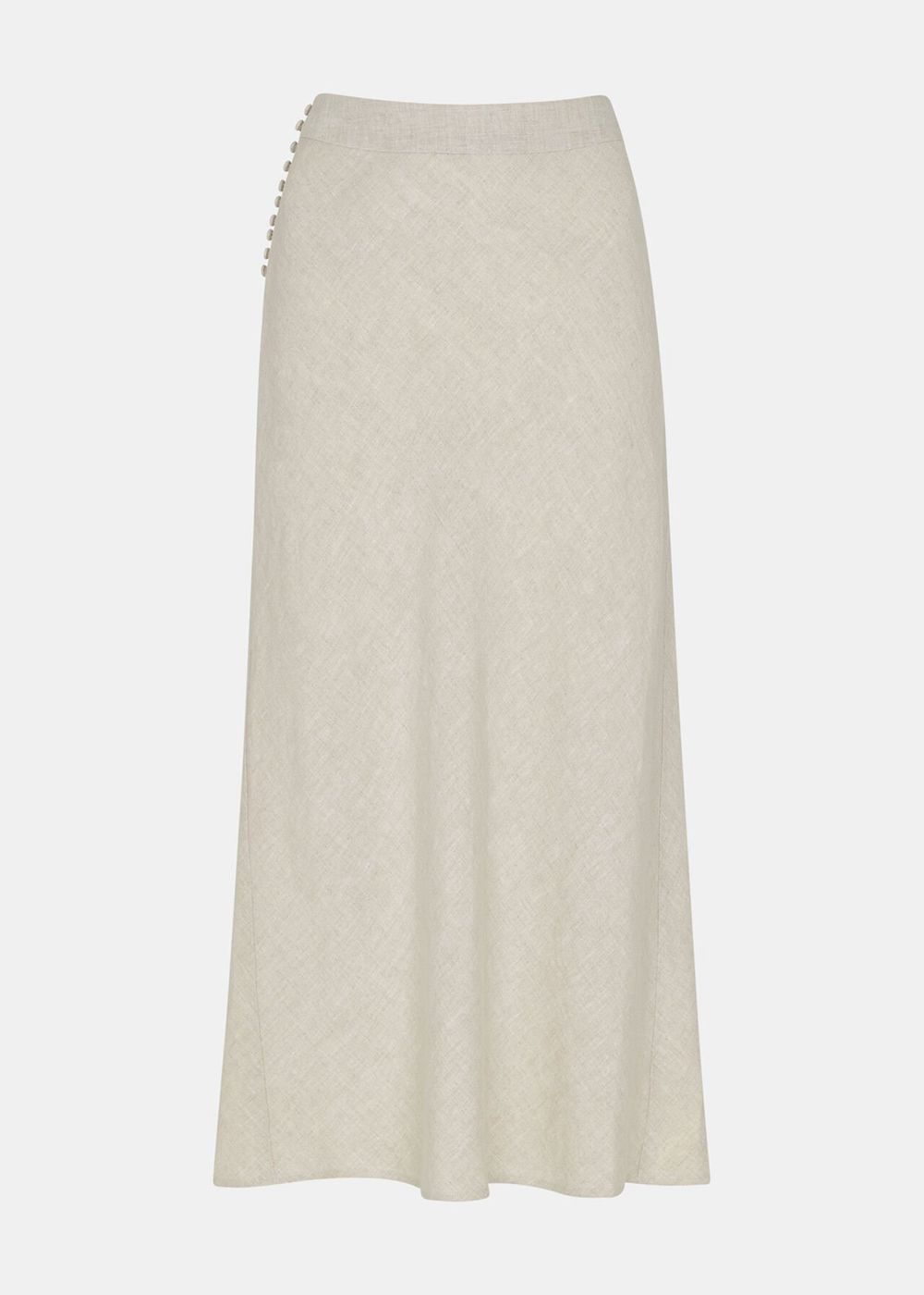 Whistles Linen Side Button Skirts Beige | US-27498ZBPQ