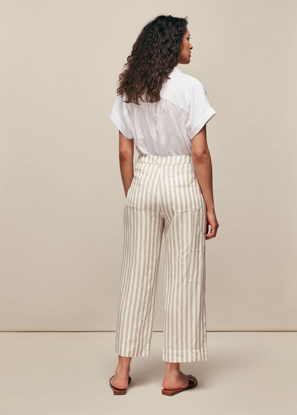 Whistles Linen Stripe Pants White / Multicolor | US-20814MATS