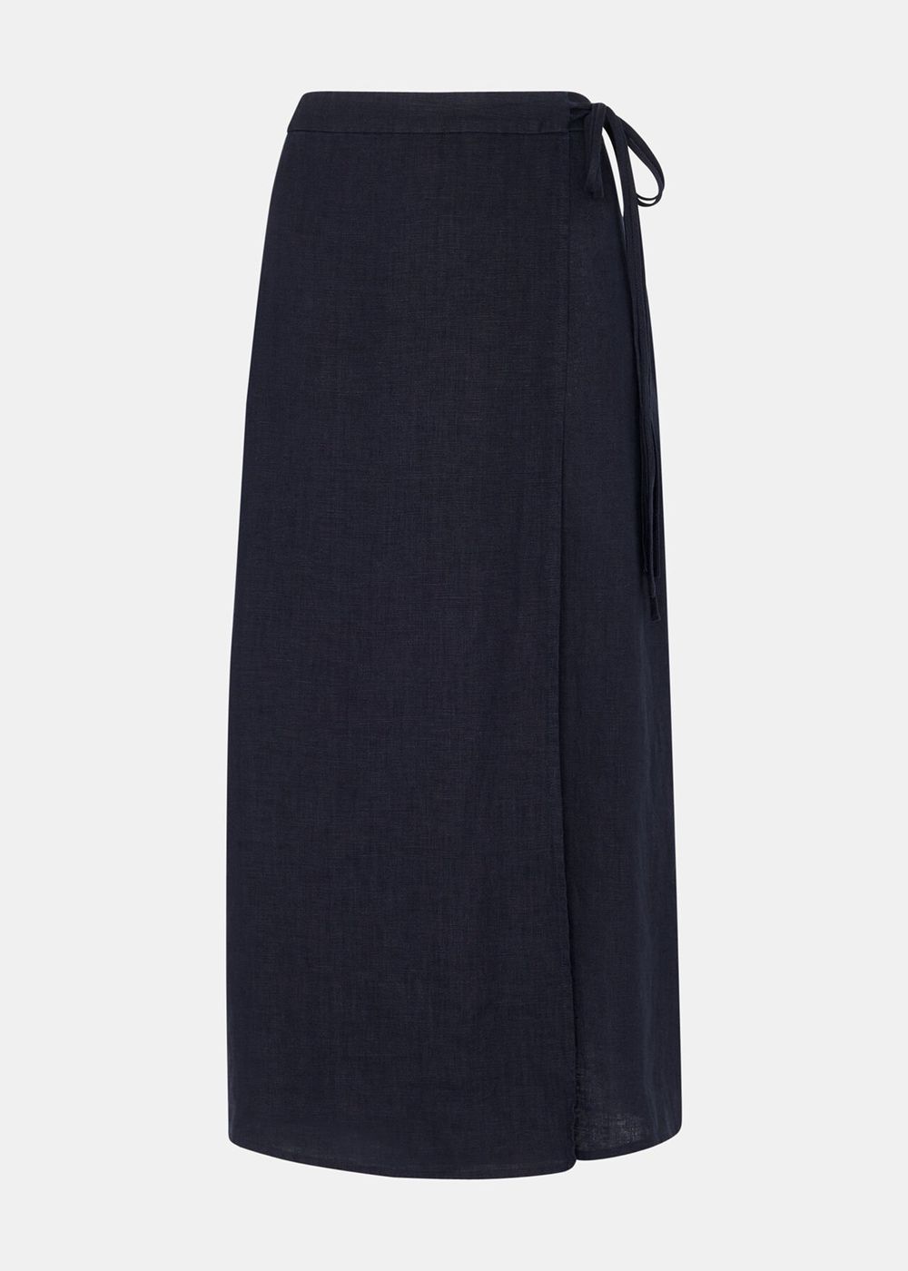 Whistles Linen Wrap Midi Skirts Navy | US-82514TSQR