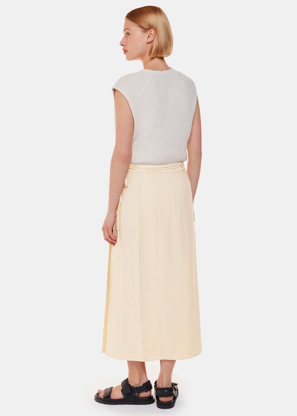 Whistles Linen Wrap Midi Skirts White | US-47263TMWF