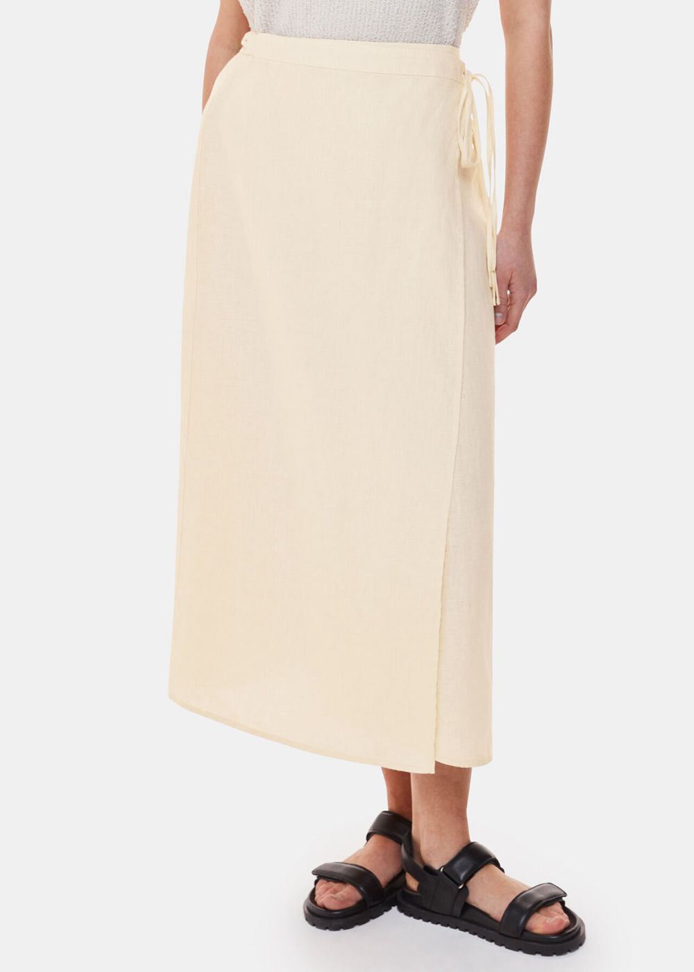 Whistles Linen Wrap Midi Skirts White | US-47263TMWF