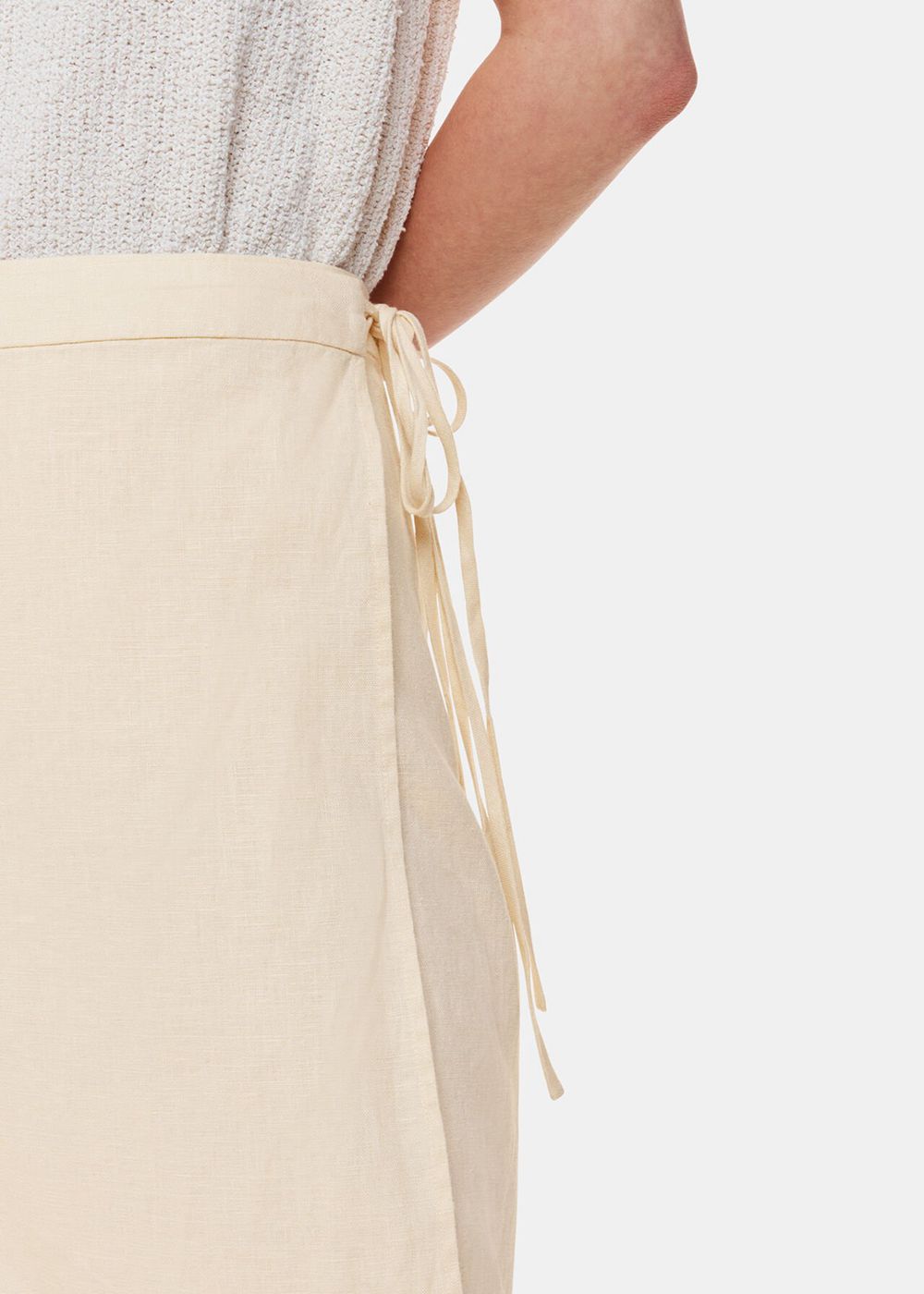 Whistles Linen Wrap Midi Skirts White | US-47263TMWF