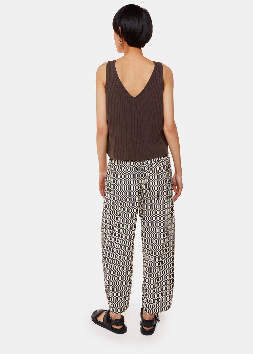 Whistles Link Check Print Pants Black / Multicolor | US-94678RCZU