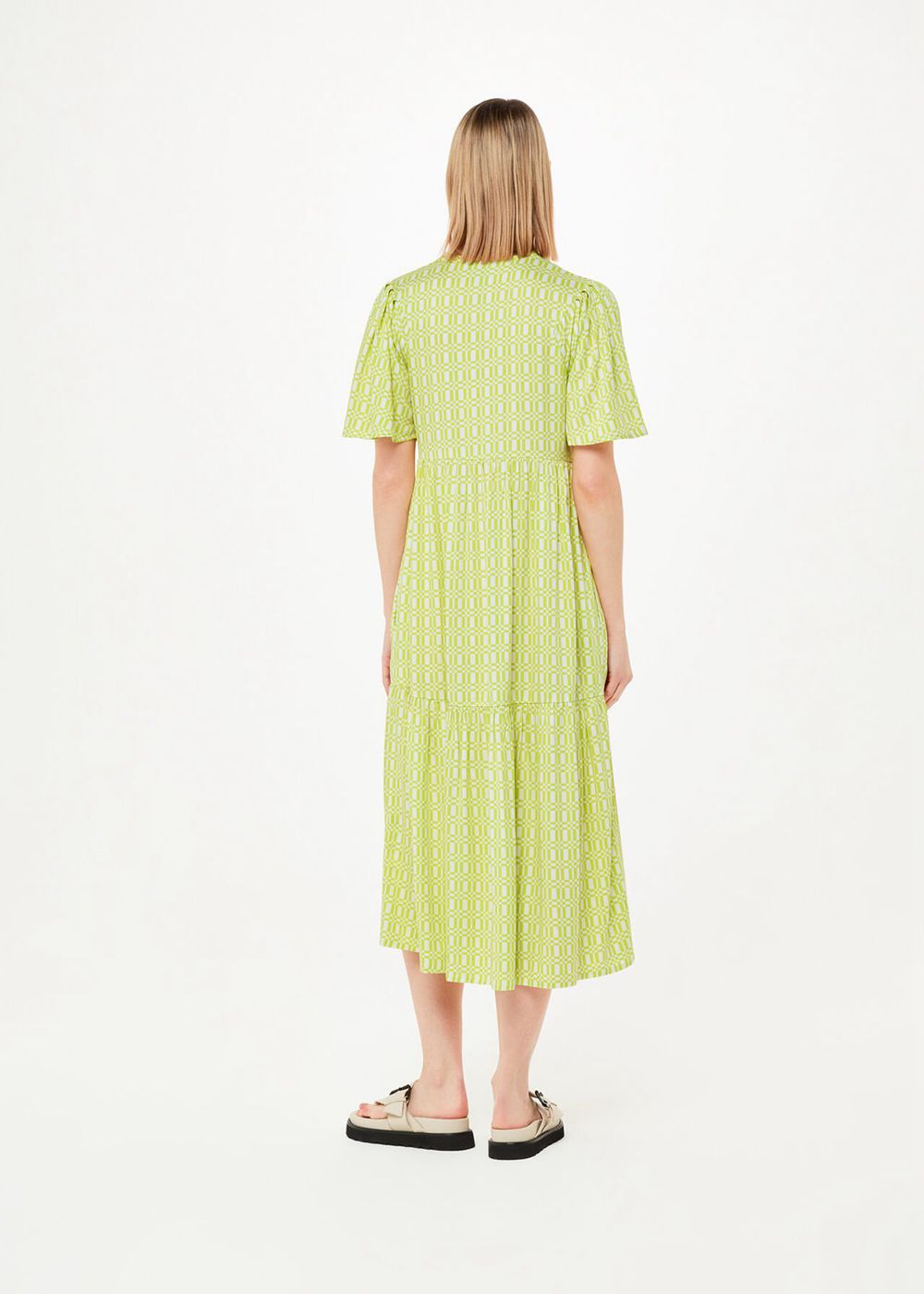 Whistles Link Check Trapeze Dress Green / Multicolor | US-68231JDRC