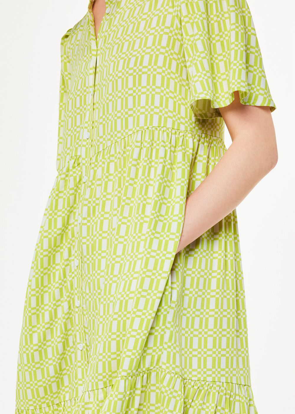 Whistles Link Check Trapeze Dress Green / Multicolor | US-68231JDRC