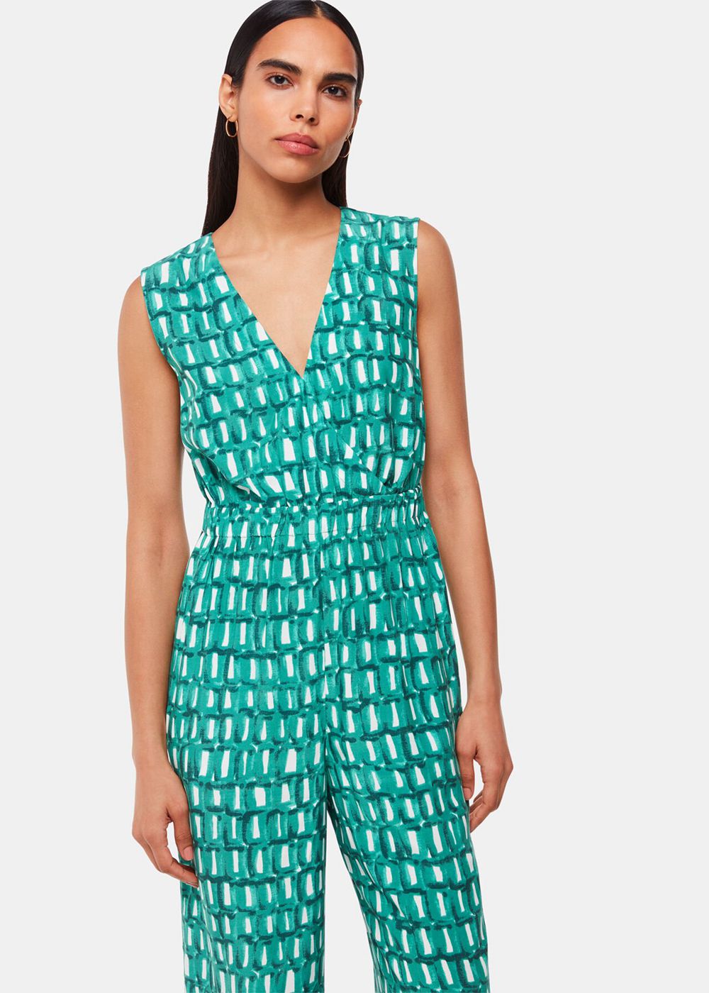 Whistles Linked Smudge Lorna Jumpsuit Green / Multicolor | US-49625QWNB