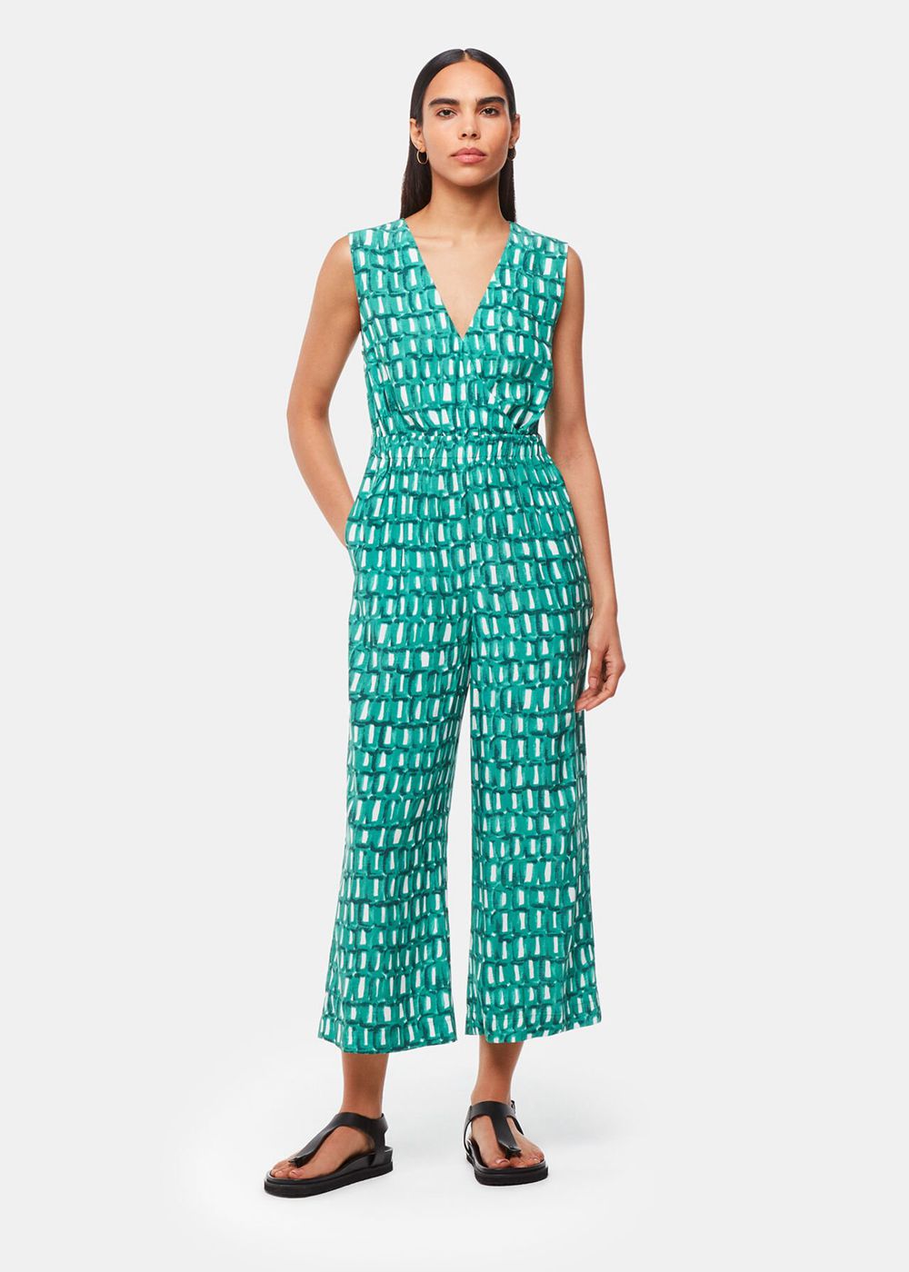 Whistles Linked Smudge Lorna Jumpsuit Green / Multicolor | US-49625QWNB