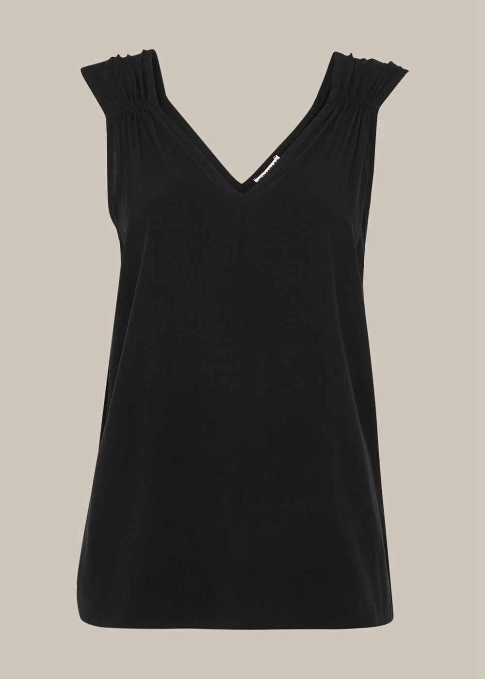 Whistles Lisbeth Gathered Detail Top Black | US-48706JLHN