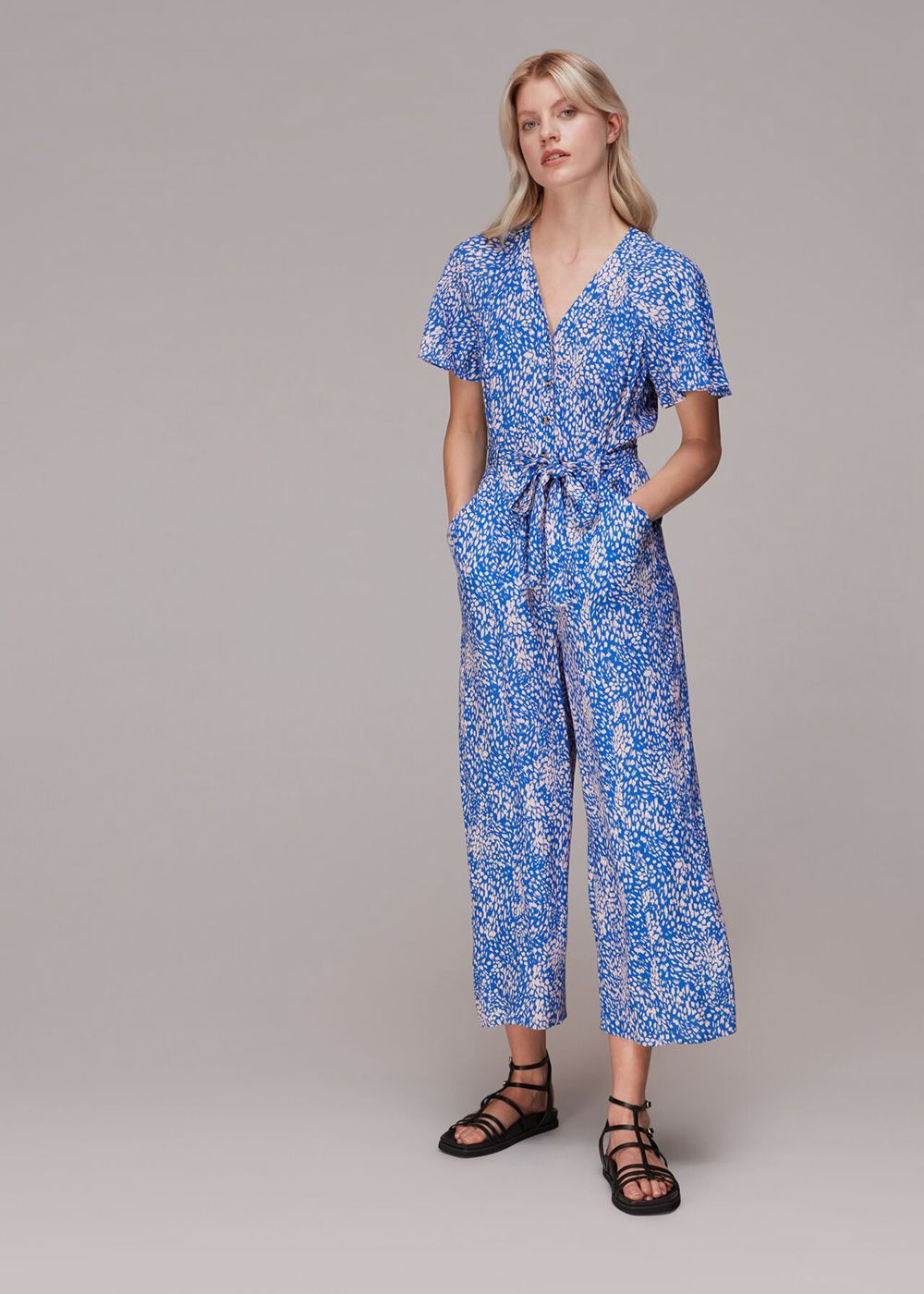 Whistles Lively Animal Jemma Jumpsuit Blue / Multicolor | US-87352QODX