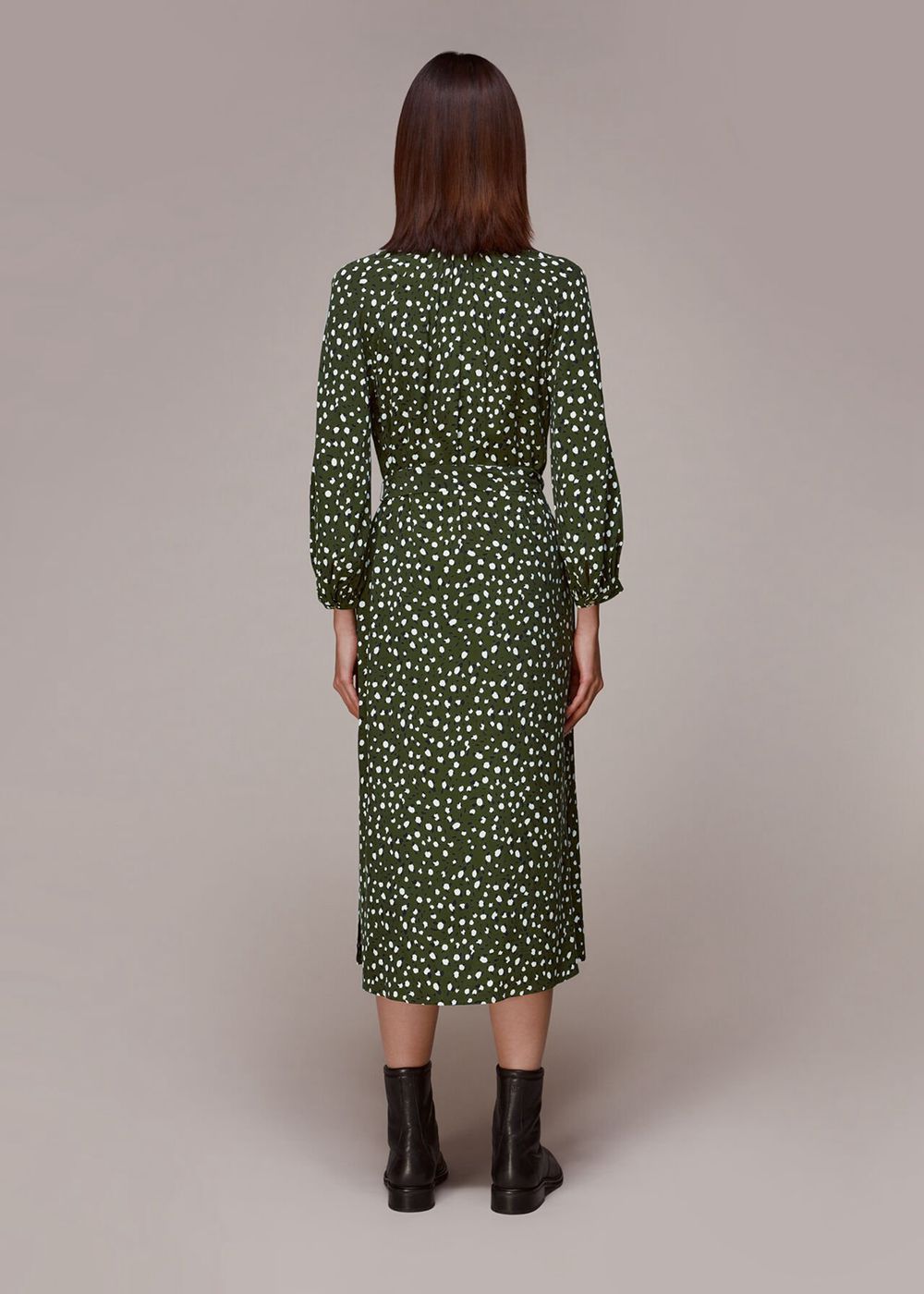 Whistles Livi Wild Leopard Midi Dress Green / Multicolor | US-90483PIJT