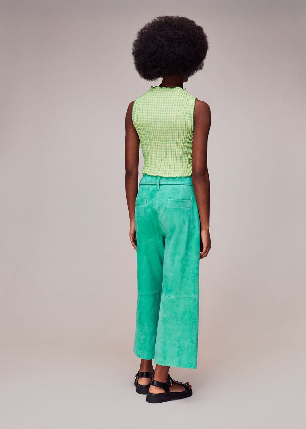 Whistles Liz Suede Belted Pants Green | US-97201RGOV