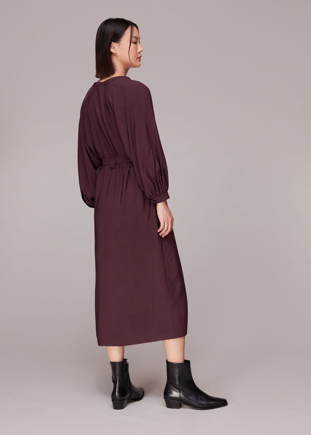 Whistles Lizzie Midi Dress Aubergine | US-35609OCVD