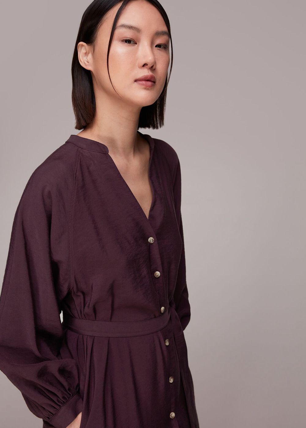 Whistles Lizzie Midi Dress Aubergine | US-35609OCVD