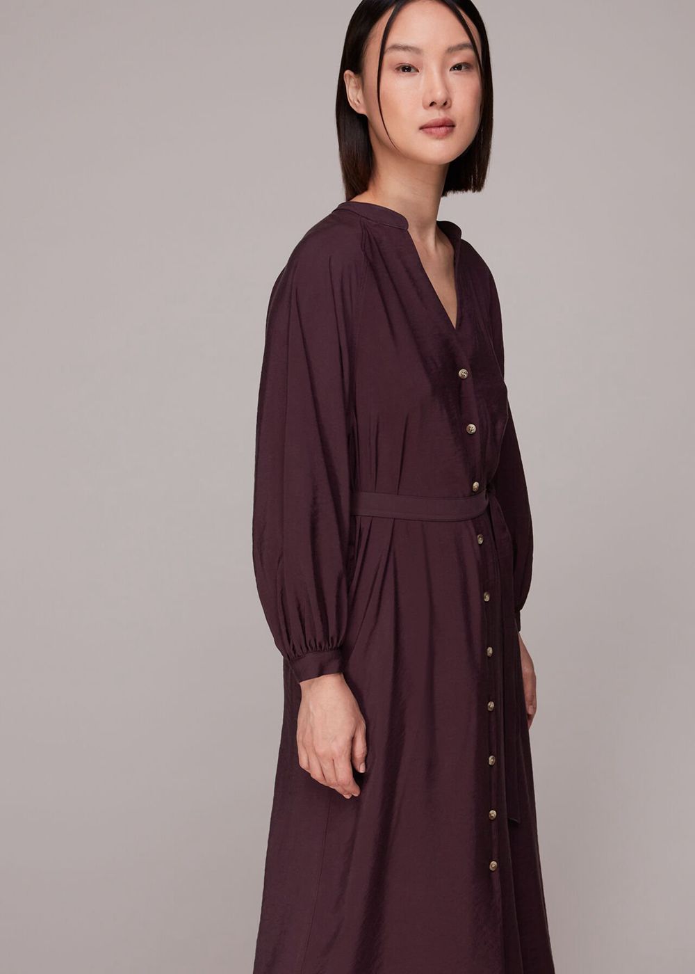 Whistles Lizzie Midi Dress Aubergine | US-35609OCVD