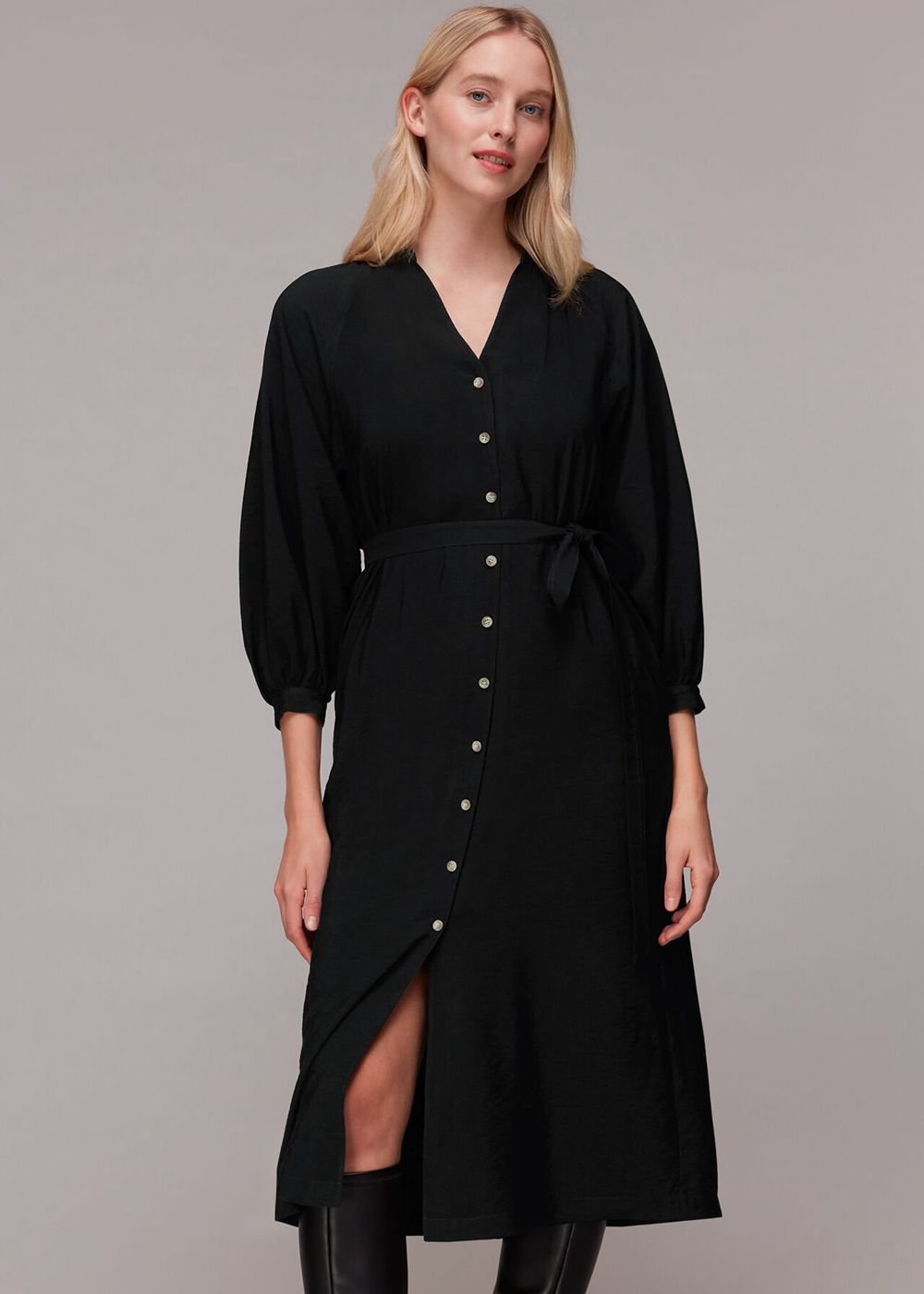 Whistles Lizzie Midi Dress Black | US-97423NJQA