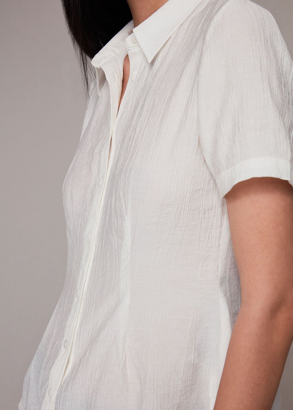 Whistles Lizzie Textured Shirts White | US-35940OSED